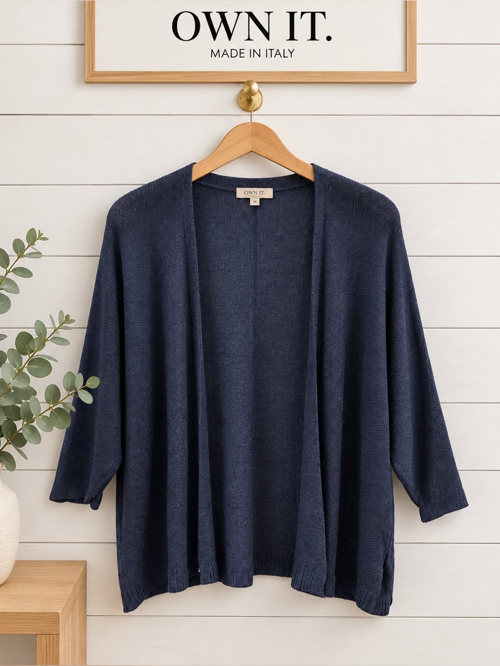 OWN IT. Made in Italy Navy Lightweight Knit Cardigan Size M